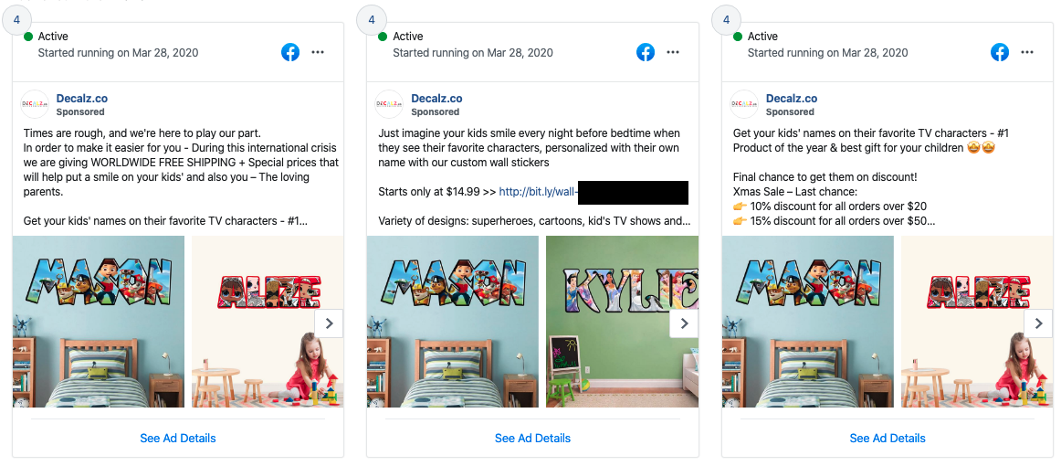 Decalz meta facebook ad