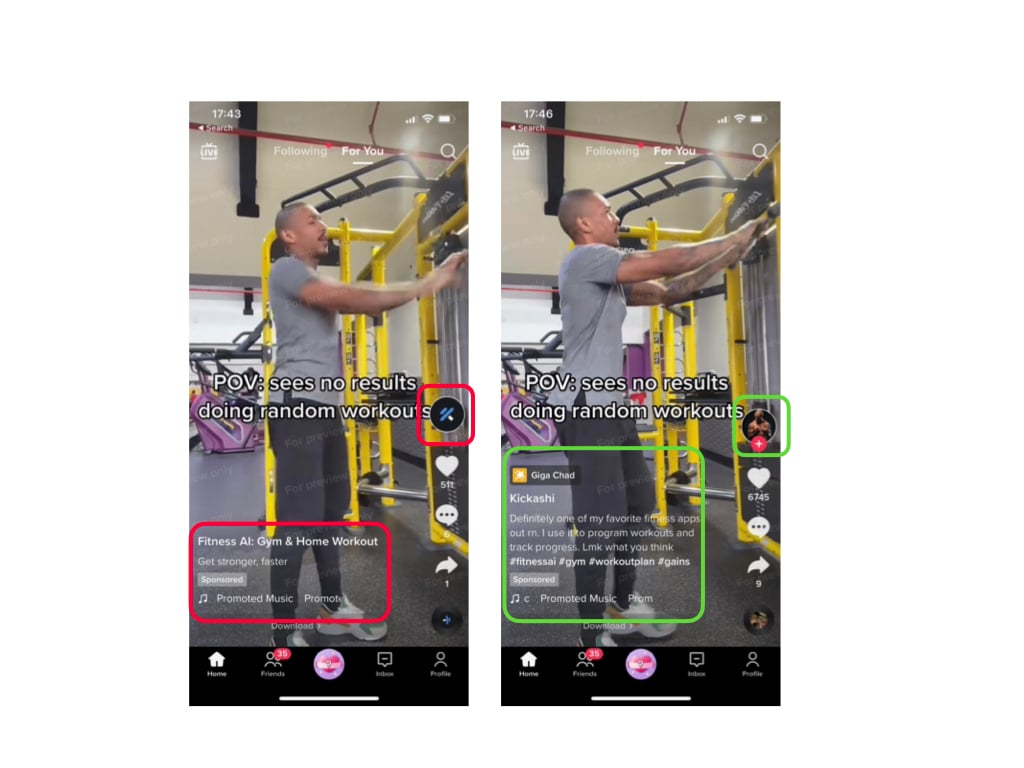 Traditional infeed and spark ad comparison and differences