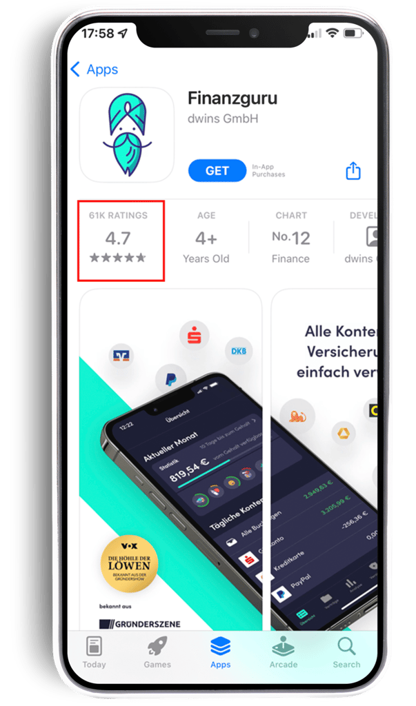 Finanzguru good app store rating example